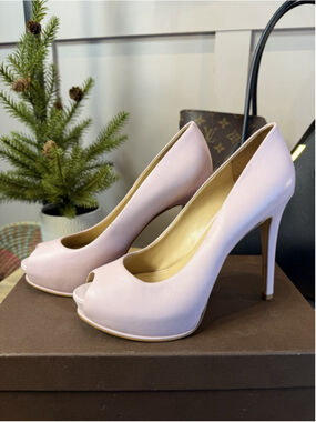 Guess Honora2 Women's Pink Leather Peep Toe Platform Pumps US Size 7M
